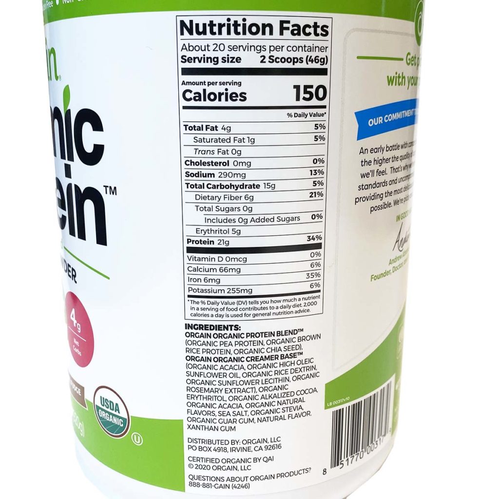 Orgain Creamy Chocolate Fudge plant based protein powder betterMD shop