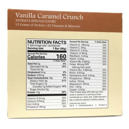 Vanilla Caramel Crunch Bar nutrition